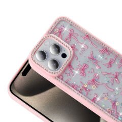 iPhone 15 Pro Kılıf Taşlı ve Simli Tasarım Azra Kapak