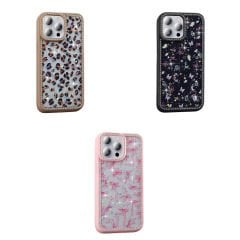 iPhone 15 Pro Kılıf Taşlı ve Simli Tasarım Azra Kapak