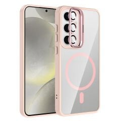 Samsung Galaxy S25 FE Kılıf Standlı ve Kamera Lens Hediyeli M-Safe Şarj Özellikli Etro Kapak