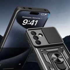 Samsung Galaxy A26 Kılıf Magnetik Standlı Kamera Korumalı Sürgülü Vega Kapak