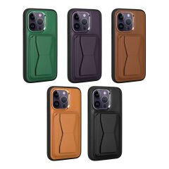 iPhone 14 Pro Kılıf Kartlıklı Standlı ​Pu Deri Memo Kapak