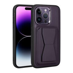iPhone 14 Pro Kılıf Kartlıklı Standlı ​Pu Deri Memo Kapak