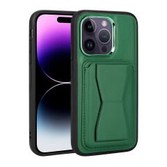 iPhone 14 Pro Kılıf Kartlıklı Standlı ​Pu Deri Memo Kapak