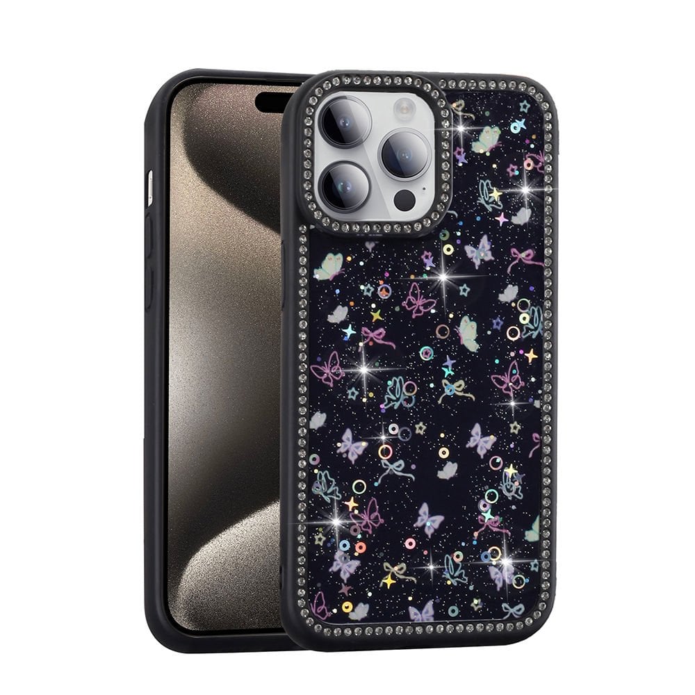 iPhone 14 Pro Max Kılıf Taşlı ve Simli Tasarım Azra Kapak