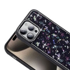 iPhone 14 Pro Max Kılıf Taşlı ve Simli Tasarım Azra Kapak