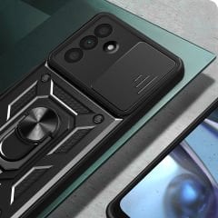 Samsung Galaxy A36 Kılıf Magnetik Standlı Kamera Korumalı Sürgülü Vega Kapak