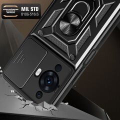 Huawei Nova 12S Kılıf Magnetik Standlı Kamera Korumalı Sürgülü Vega Kapak