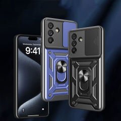 Samsung Galaxy A56 Kılıf Magnetik Standlı Kamera Korumalı Sürgülü Vega Kapak