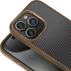 iPhone 16 Pro Kılıf Karbon Fiber Görünümlü Parlak Kamera Çerçeveli Venus Kapak