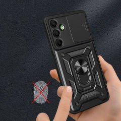 Samsung Galaxy A16 Kılıf Magnetik Standlı Kamera Korumalı Sürgülü Vega Kapak
