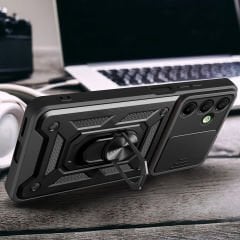 Samsung Galaxy A16 Kılıf Magnetik Standlı Kamera Korumalı Sürgülü Vega Kapak