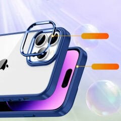 iPhone 14 Pro Max Kılıf Kamera Çıkıntılı Arkası Şeffaf Köşeleri Parlak Renkli Işlemeli Flora Kapak