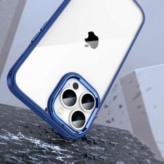 iPhone 14 Pro Max Kılıf Kamera Çıkıntılı Arkası Şeffaf Köşeleri Parlak Renkli Işlemeli Flora Kapak
