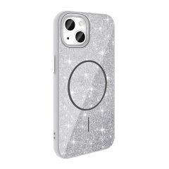 iPhone 11 Kılıf Magsafe Şarj Özellikli Parlayan Simli Okso Kapak