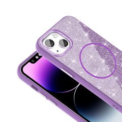 iPhone 11 Kılıf Magsafe Şarj Özellikli Parlayan Simli Okso Kapak