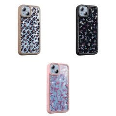 iPhone 14 Kılıf Taşlı ve Simli Tasarım Azra Kapak