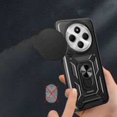 Xiaomi Redmi 14C 4G Kılıf Magnetik Standlı Kamera Korumalı Sürgülü Vega Kapak