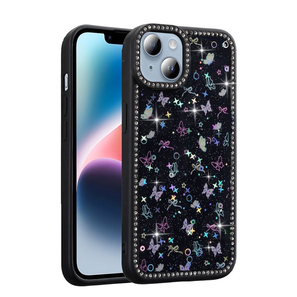 iPhone 13 Kılıf Taşlı ve Simli Tasarım Azra Kapak