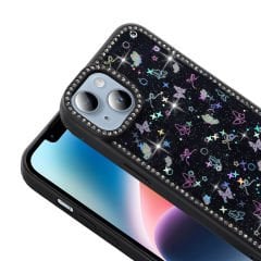 iPhone 13 Kılıf Taşlı ve Simli Tasarım Azra Kapak