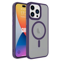 iPhone 15 Pro Max Kılıf Mat Arka Yüzey Wireless Şarj Özellikli Flet Magsafe Kapak Kılıf