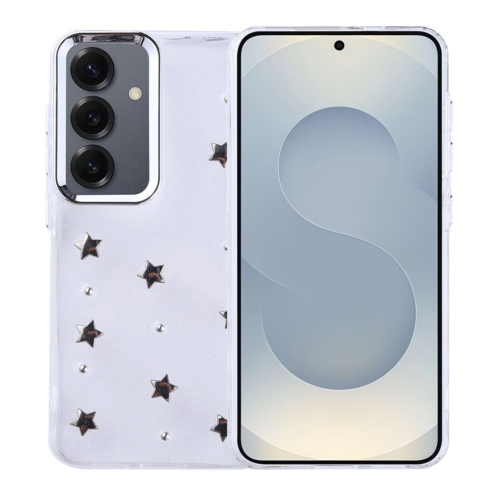 Samsung Galaxy S24 Kılıf Airbag Tasarımlı Simli Şeffaf Kutup Kapak