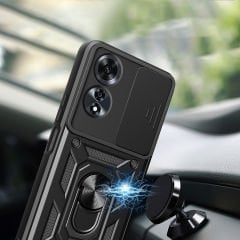 Oppo A60 Kılıf Magnetik Standlı Kamera Korumalı Sürgülü Vega Kapak