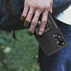 Oppo A60 Kılıf Magnetik Standlı Kamera Korumalı Sürgülü Vega Kapak