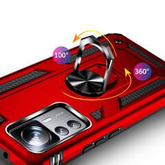 Xiaomi Mi 12T Pro Kılıf Vega Tank Sert Yüzüklü Standlı Zırh Koruma Kapak
