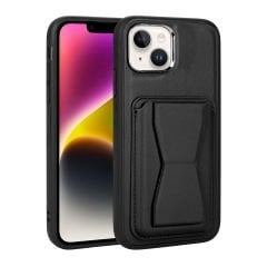 iPhone 14 Kılıf Kartlıklı Standlı ​Pu Deri Memo Kapak