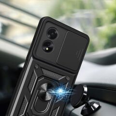 Oppo A38 Kılıf Magnetik Standlı Kamera Korumalı Sürgülü Vega Kapak