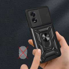 Oppo A38 Kılıf Magnetik Standlı Kamera Korumalı Sürgülü Vega Kapak