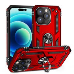 iPhone 14 Pro Max Kılıf Vega Tank Sert Yüzüklü Standlı Zırh Koruma Kapak