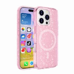 iPhone 16 Pro Max Kılıf Magsafe Şarj Özellikli Parlayan Simli Saydam Renkli Allstar Kapak