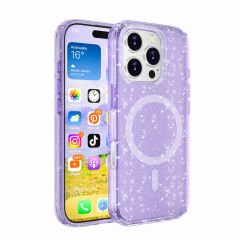 iPhone 16 Pro Max Kılıf Magsafe Şarj Özellikli Parlayan Simli Saydam Renkli Allstar Kapak