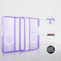 Samsung Galaxy Z Fold 6 Kılıf Magsafe Şarj Özellikli Parlayan Simli Saydam Renkli Allstar Kapak