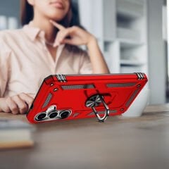 Samsung Galaxy S25 Kılıf Vega Tank Sert Yüzüklü Standlı Zırh Koruma Kapak