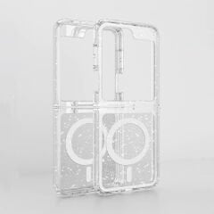 Samsung Galaxy Z Flip 6 Kılıf Magsafe Şarj Özellikli Parlayan Simli Saydam Renkli Allstar Kapak