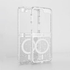 Samsung Galaxy Z Flip 6 Kılıf Magsafe Şarj Özellikli Parlayan Simli Saydam Renkli Allstar Kapak