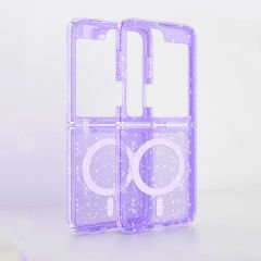 Samsung Galaxy Z Flip 6 Kılıf Magsafe Şarj Özellikli Parlayan Simli Saydam Renkli Allstar Kapak