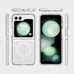 Samsung Galaxy Z Flip 6 Kılıf Magsafe Şarj Özellikli Parlayan Simli Saydam Renkli Allstar Kapak