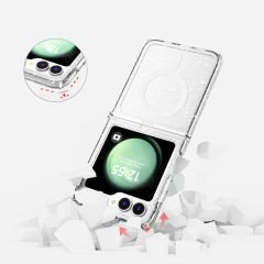 Samsung Galaxy Z Flip 6 Kılıf Magsafe Şarj Özellikli Parlayan Simli Saydam Renkli Allstar Kapak