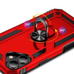 iPhone 16 Kılıf Vega Tank Sert Yüzüklü Standlı Zırh Koruma Kapak