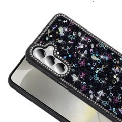 Samsung Galaxy A16 Kılıf Taşlı ve Simli Tasarım Azra Kapak