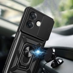 Oppo A3x 4G Kılıf Magnetik Standlı Kamera Korumalı Sürgülü Vega Kapak