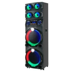 GD-2126 Dijital LED Göstergeli FM Radyolu Mikrofonlu RGB TWS Çift 12 inç Stereo Bass Kablosuz Karaoke Hoparlör