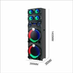 GD-2126 Dijital LED Göstergeli FM Radyolu Mikrofonlu RGB TWS Çift 12 inç Stereo Bass Kablosuz Karaoke Hoparlör