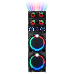 GD-2126 Dijital LED Göstergeli FM Radyolu Mikrofonlu RGB TWS Çift 12 inç Stereo Bass Kablosuz Karaoke Hoparlör