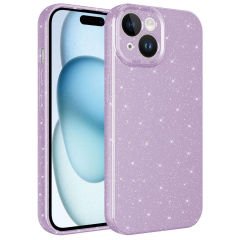 iPhone 15 Plus Kılıf Kamera Korumalı Simli Lüks Koton Kapak