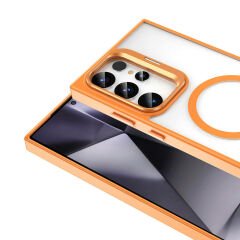 Samsung Galaxy S24 Ultra Kılıf Magsafe Şarj Özellikli Standlı Magsafe Klon Kapak