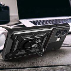 Oppo A3x Kılıf Magnetik Standlı Kamera Korumalı Sürgülü Vega Kapak